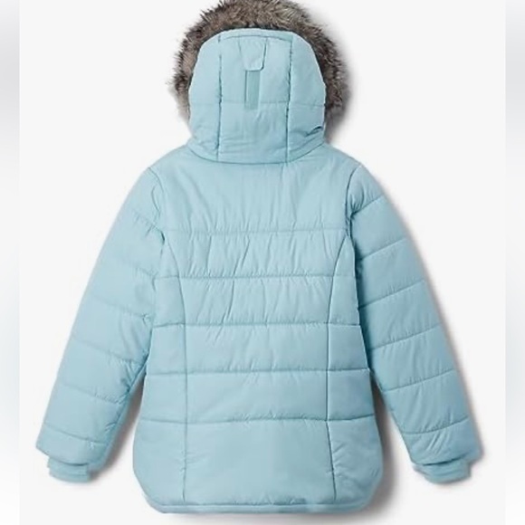 Columbia Sky Blue Puffer Jacket with Faux Fur Hood - Picture 2 of 7